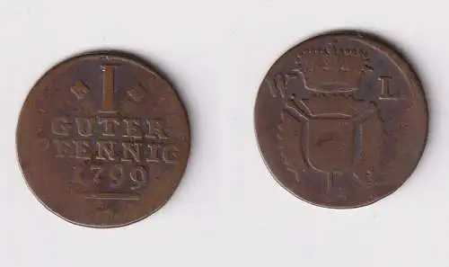 1 guter Pfennig Kupfer Münze Hessen Grafschaft Schaumburg 1799 s/f.ss (170671)