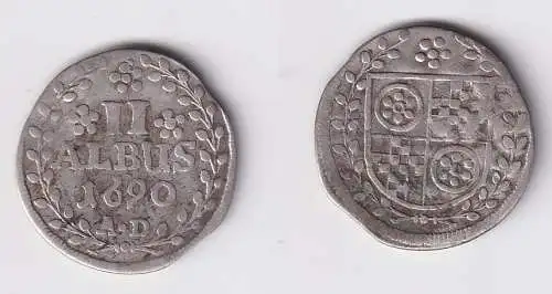 2 Albus Silber Münze Bistum Mainz 1690 AD f.ss (170586)