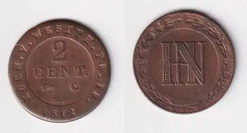 2 Centimes Kupfer Münze Westfalen 1812 C (170757)