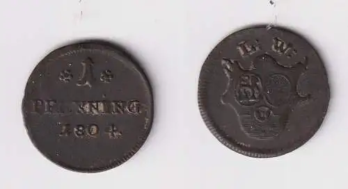 1 Pfennig Münze Löwenstein Wertheim Rochefort 1804 Konstantin 1789-1806 (170360)