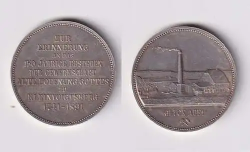 Silbermedaille Gewerkschaft Alte Hoffnung Gottes Kleinvoigtsberg 1891 (129194)