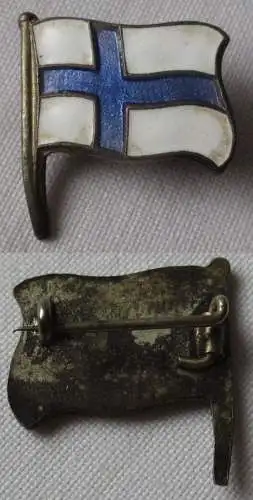 emailliertes Abzeichen blaues Kreuz auf weißer Flagge Finnland Suomi (133527)