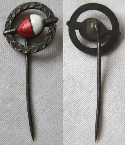 seltenes emailliertes Abzeichen Boje rot weiß Eichenlaubkranz um 1930 (103998)