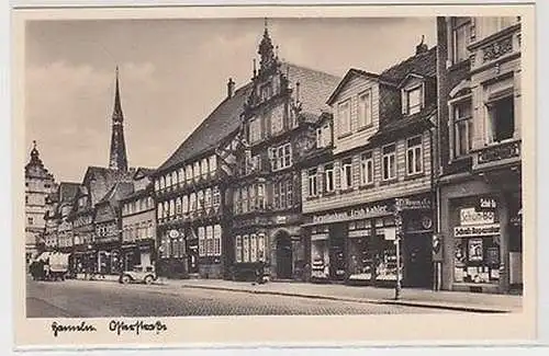 61663 Ak Hameln Osterstrasse mit Geschäften um 1940