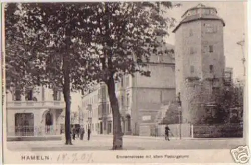 13607 Ak Hameln Emmernstraße mit Festungsturm 1907