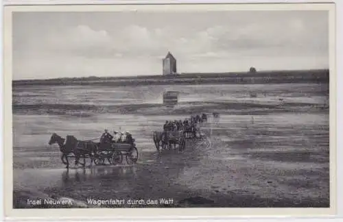 34817 Ak Insel Neuwerk Wagenfahrt durch das Watt um 1930