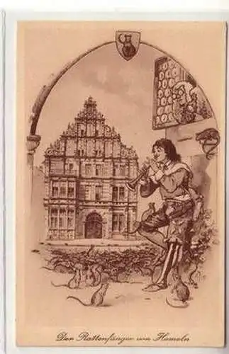 06370 Ak Der Rattenfänger von Hameln Hotel "Bremer Schlüssel" um 1930