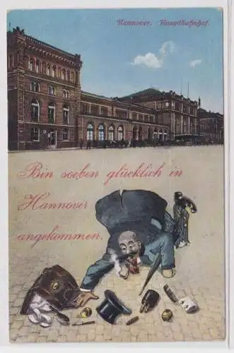 34842 Ak Hannover Hauptbahnhof 'Bin soeben glücklich in Hannover angekommen'