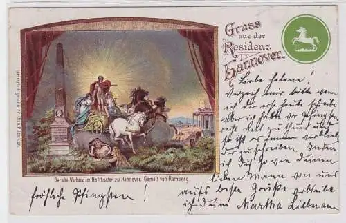 92112 AK Gruss aus der Residenz Hannover - Hoftheater zu Hannover 1898
