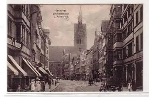 56306 Ak Hannover Schmiedestrasse und Marktkirche 1909