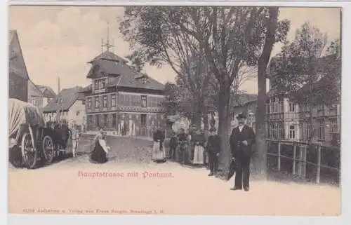 95313 Ak Braunlage im Oberharz - Hauptstraße mit Postamt um 1900