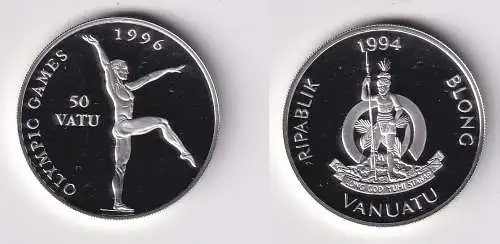 50 Vatu Silber Münze Vanuatu Olympiade 1996 Atlanta Turnerin 1994 (170656)