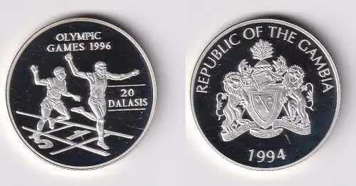 20 Dalasis Silber Münze Gambia Olympiade 1996 Atlanta Läufer 1994 (170028)