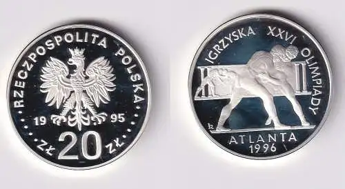 20 Zloty Silbermünze Polen 1996 Olympische Spiele Ringen 1995 (170219)