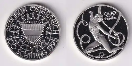 200 Schilling Silber Münze Österreich 1995 olympische Spiele 1896-1996 (170333)