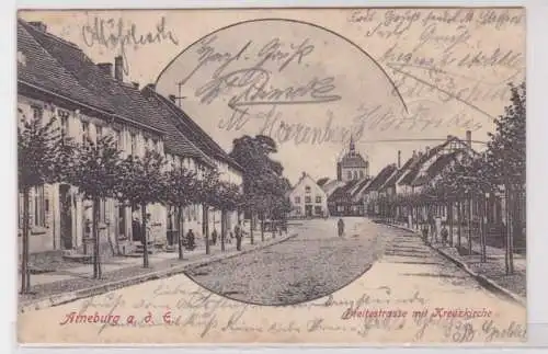 84186 Ak Arneburg a.d.E. Breitestraße mit Kreuzkirche 1904