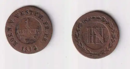 1 Centime Kupfer Münze Westfalen 1812 C f.ss (170543)