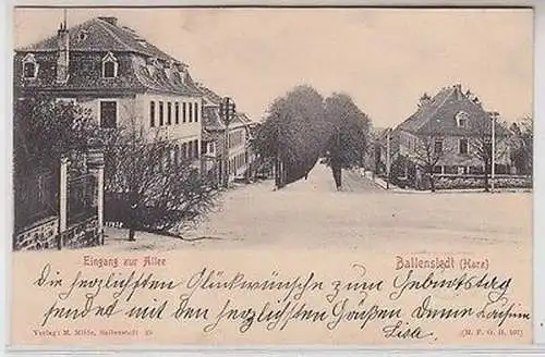 62924 Ak Ballenstedt (Harz) Eingang zur Allee 1903