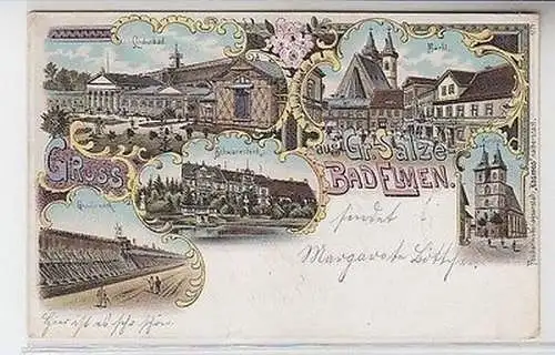 64166 Ak Lithographie Gruß aus Gr. Salze Bad Elmen 1901