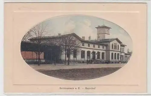 57275 Ak Schönebeck an der Elbe Bahnhof um 1910