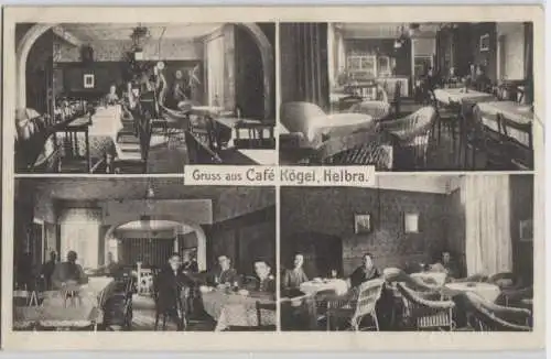 92513 Mehrbild Ak Gruss aus Café Kögel Helbra 1925