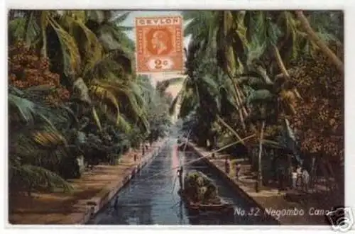 06251 Ak Ceylon Sri Lanka Negombo Canal um 1920