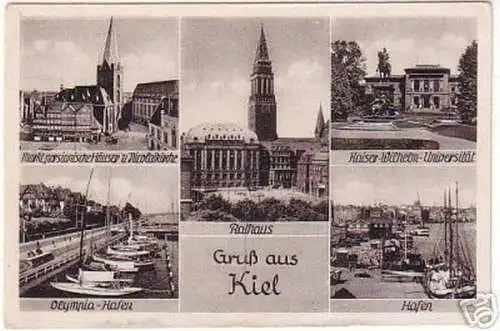 04800 Mehrbild-Ak Kiel Olympia-Hafen usw. um 1940