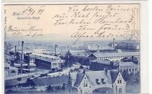 50391 Ak Kiel kaiserliche Werft Totalansicht 1899