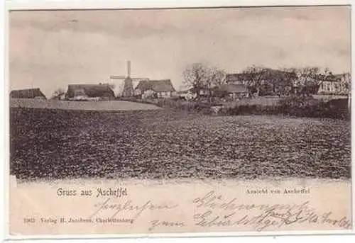53774 Ak Gruß aus Ascheffel Ansicht von Ascheffel mit Windmühle 1906