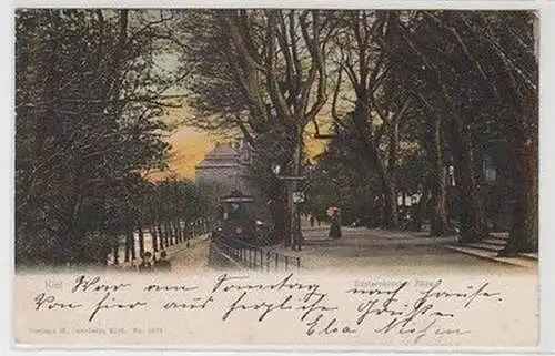 55394 Ak Kiel Düsterbrocker Allee mit Strassenbahn 1903