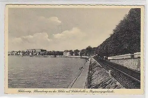 65029 Feldpost Ak Schleswig Strandweg an der Schlei mit Schleihalle 1939