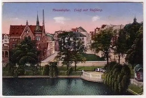 67234 Feldpost Ak Neumünster Teich mit Kuhberg 1915