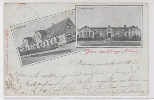 93697 Mehrbild Ak Gruß aus Kropp (Schleswig) Waisenhaus, Buchhandlung 1899