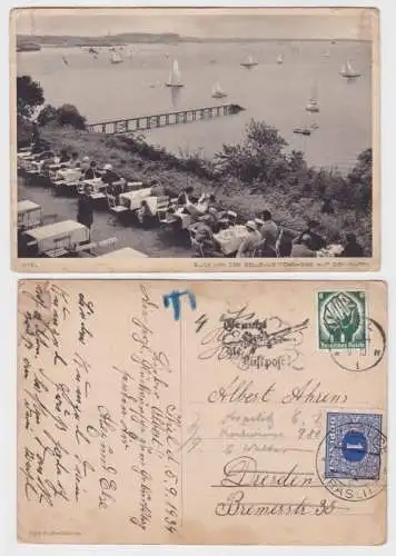 98965 Ak Kiel nach Dresden und Weiterleitung nach Kraslitz Böhmen 1934