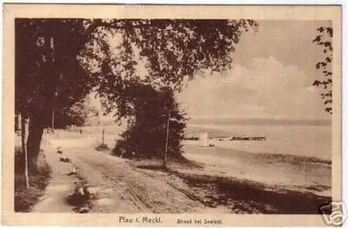 00097 Ak Plau in Mecklenburg Strand bei Seelust 1923