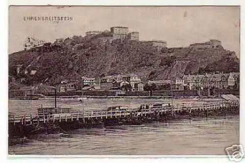 00338 Ak Ehrenbreitstein mit Schiffsbrücke 1908