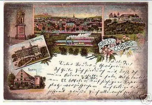 00350 Ak Lithographie Gruss aus Coburg 1902