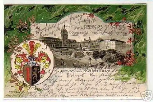 00730 Ak Passepartout Gruss aus Mannheim 1902