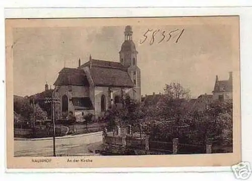 01113 Ak Naunhof an der Kirche 1916