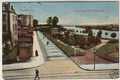 02538 Ak Diedenhofen Moselanlagen nebst Flohturm 1919