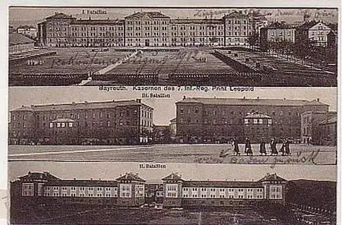 02605 Ak Bayreuth Kasernen Prinz Leopold 1912