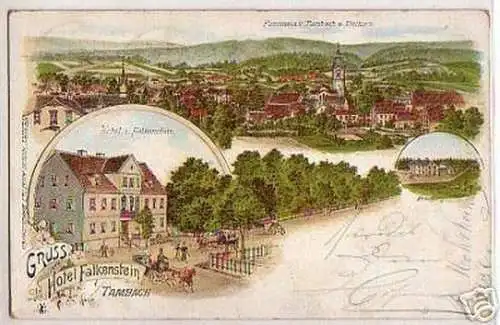 03996 Ak Gruss vom Hotel Falkenstein in Tambach 1904
