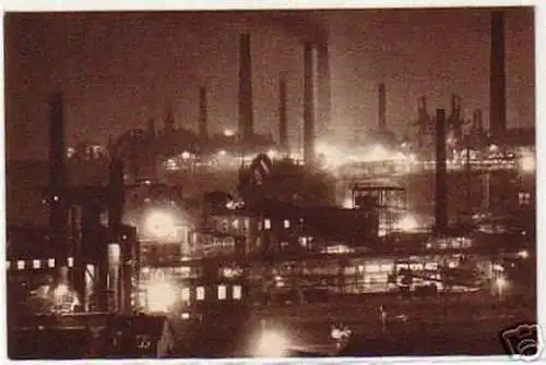 05679 Ak Völklingen Eisen Werke bei Nacht um 1930