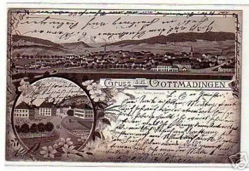 rare Ak LithoGruss aus Gottmadingen Schulhausplatz 1899