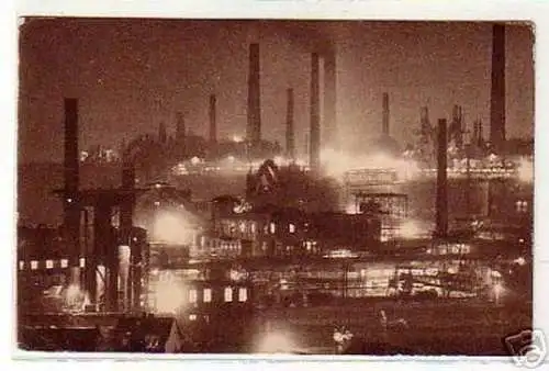 schöne Ak Eisen Werke Völklingen bei Nacht um 1930