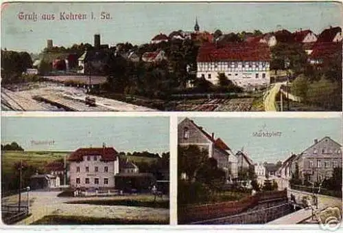 schöne Ak Gruss aus Kohren in Sa. Bahnhof usw. 1915