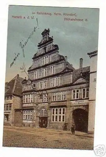 schöne Ak Hameln a.d.W. Bäckerstrasse Gasthaus 1911