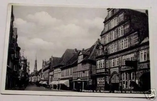 schöne Ak Hameln an der Weser Bäckerstrasse 1942
