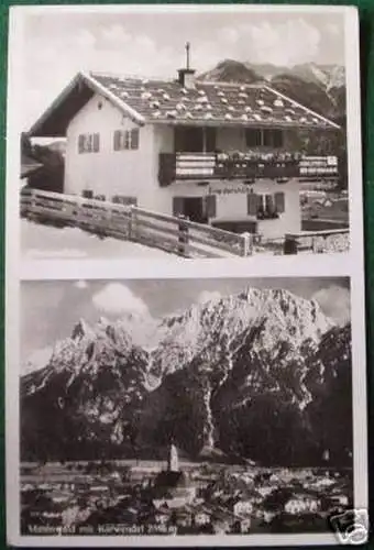 schöne Ak Mittenwald Pension Friedenshöhe 1939