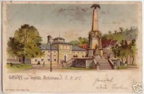 10012 Ak Lithographie Gruss aus Teplitz Schönau 1902